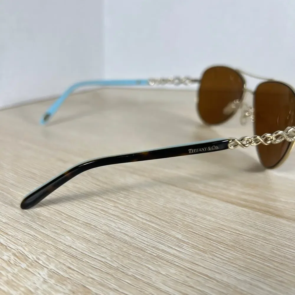 Tiffany & Co TF3049-B 6091/64 Sunglasses Pilot Gold Frames READ DESC 58-12-140